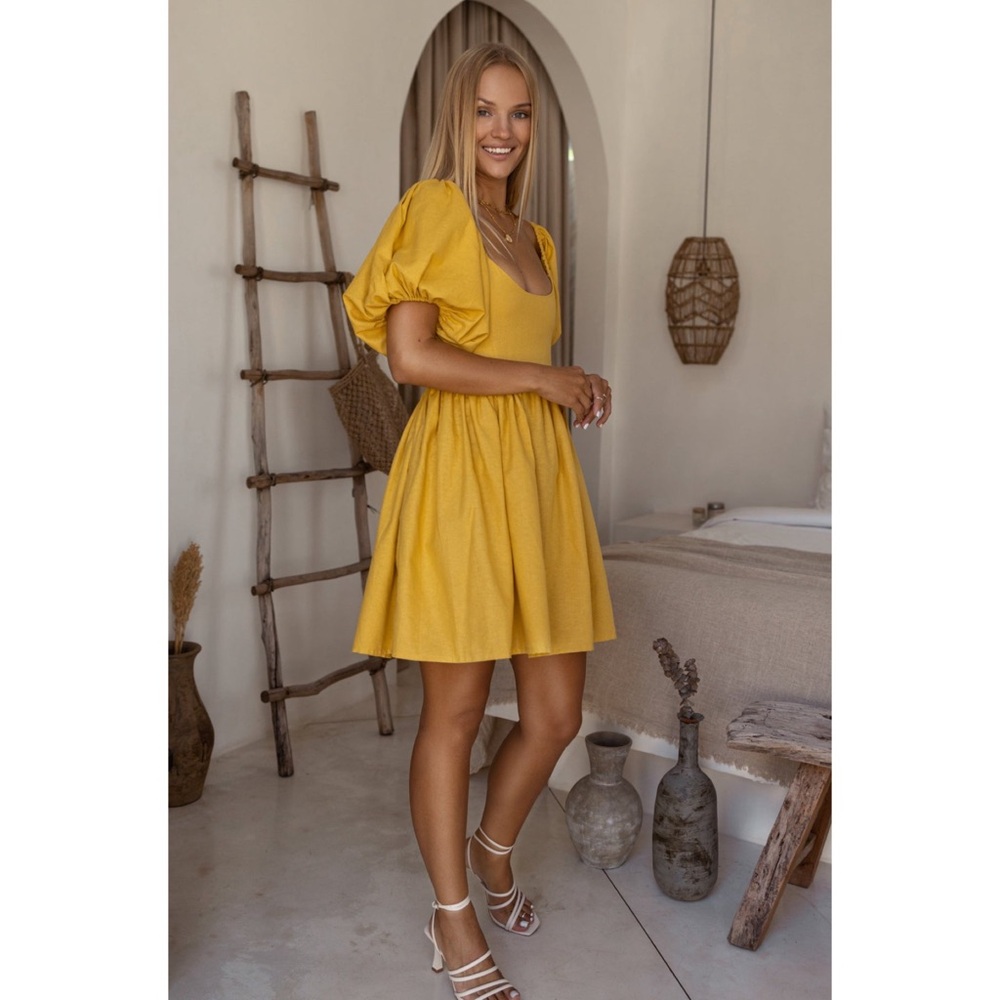 ELF Women's Long Sleeve Dress - Mustard Yellow